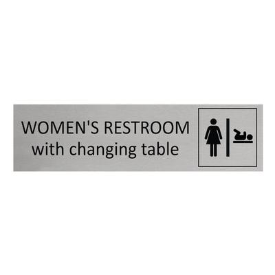 CombiCraft Aluminium Türschild Women's Restroom With Changing Area 165x45mm mit 3M-Tape