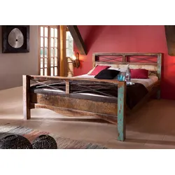 Bett Altholz 140x200x100 mehrfarbig lackiert NATURE OF SPIRIT #45