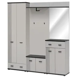 GARDEROBEN-SET Kaschmir, schwarz 5-teilig, Flurgarderobe 180 cm in modernem Design