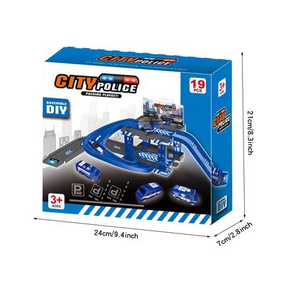 Children Multi Storey Parking Lot Toy Set Fire, Police, Dinosaur Cars police
