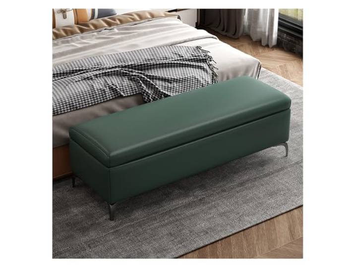 RUNZE765Z Dekorativ Aufbewahrungsbank – Eingangsbank for Schlafzimmer Schlafzimmerbänke for das Fußende des Bettes, gepolsterte Bank(Dark green)