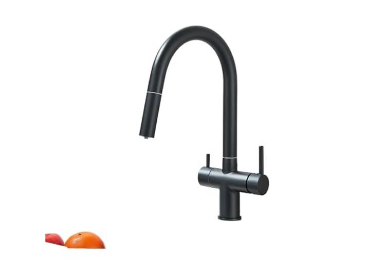 Gebürsteter Küchenarmatur-Wasserhahn Herausziehbarer gefilterter Wasserhahn mit zwei Griffen for heißes und kaltes Trinkwasser(Color5)