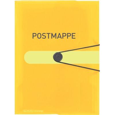 herlitz Gummizugmappe A4, gelb-transparent, mit Aufdruck Postmappe, 3 Klappen