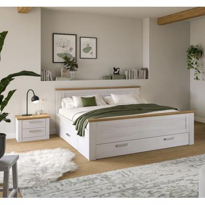 Schlafzimmer-Set HOME AFFAIRE "COSENZA, 2-teilig, Stauraumbett & Nachttisch", sibiu lärche nachbildung, artisan eiche nachbildung, ohne Matratze, B/H: 180cm x 200cm, Schlafzimmermöbel-Sets, Schlafzimmer, Schlafen, Set, Kombination, Bettanlage