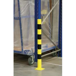 Schützender Stahlpfosten, Durchmesser 90 mm, Gelb/Schwarz
