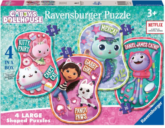 Ravensburger: Gabby's Dollhouse 4 in a Box Jigsaw Puzzle for Children, 3+ Years, 35 x 25cm