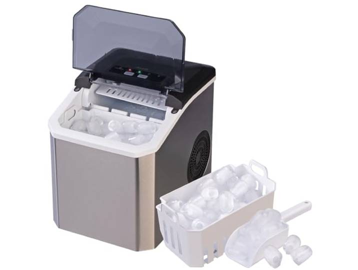 Rosenstein & Söhne Eiswürfelbereiter: Eiswürfelmaschine aus Edelstahl mit Selbstreinigung, 12 kg/Tag (Eismaschine, Ice Maker, Frost)