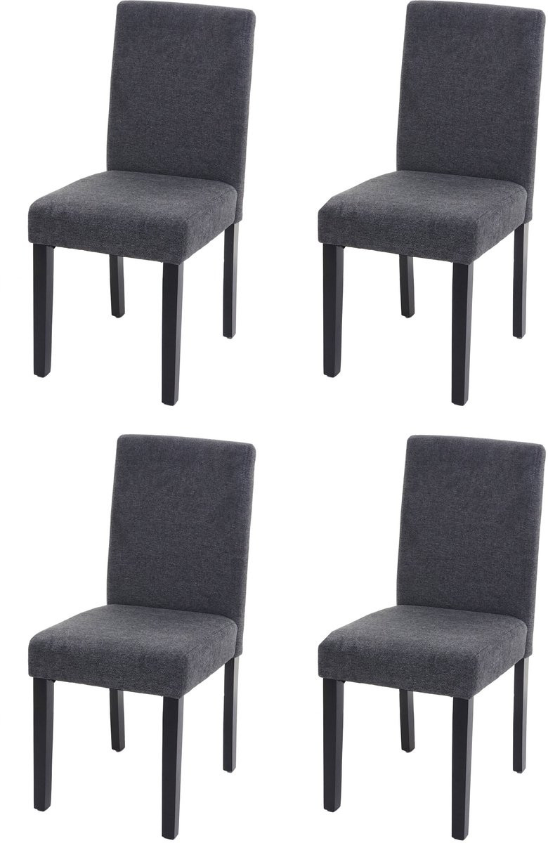 Set van 4 eetkamerstoelen Littau antracietgrijs textiel met donkere poten