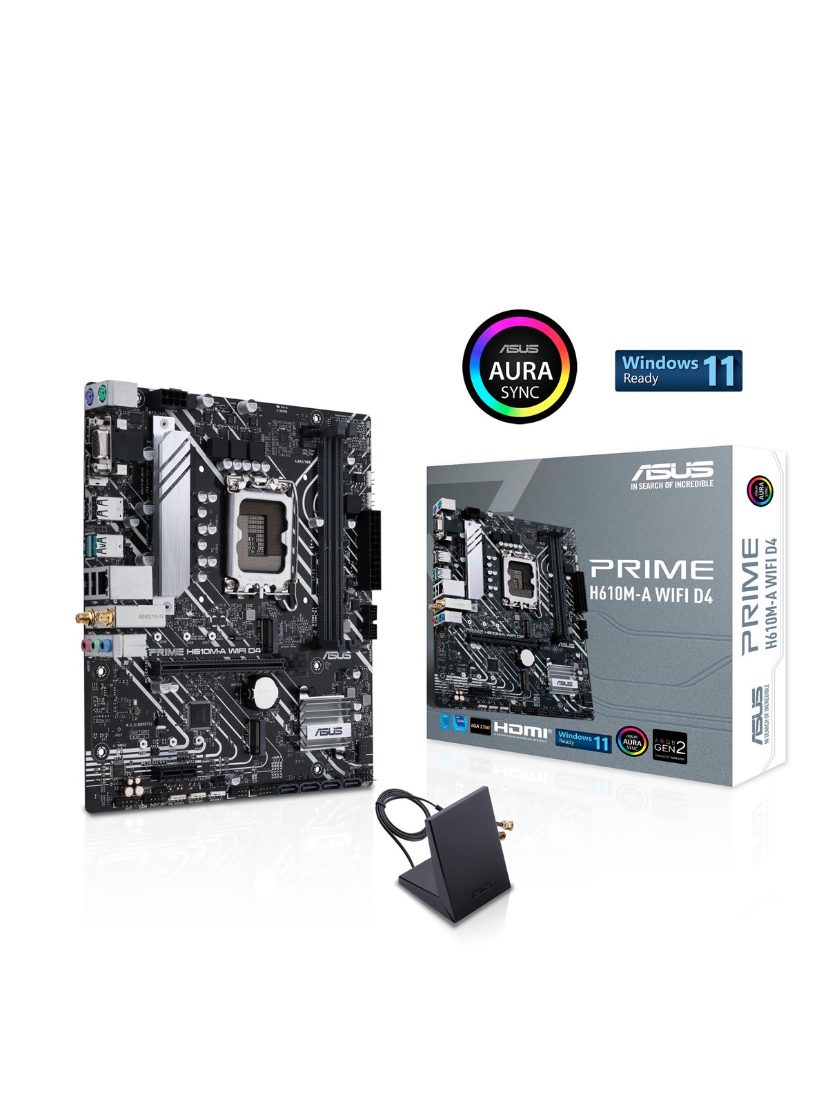 ASUS PRIME H610M-A WIFI D4 Mainboard - Intel H610 - Intel LGA1700 - DDR4 RAM - Micro-ATX