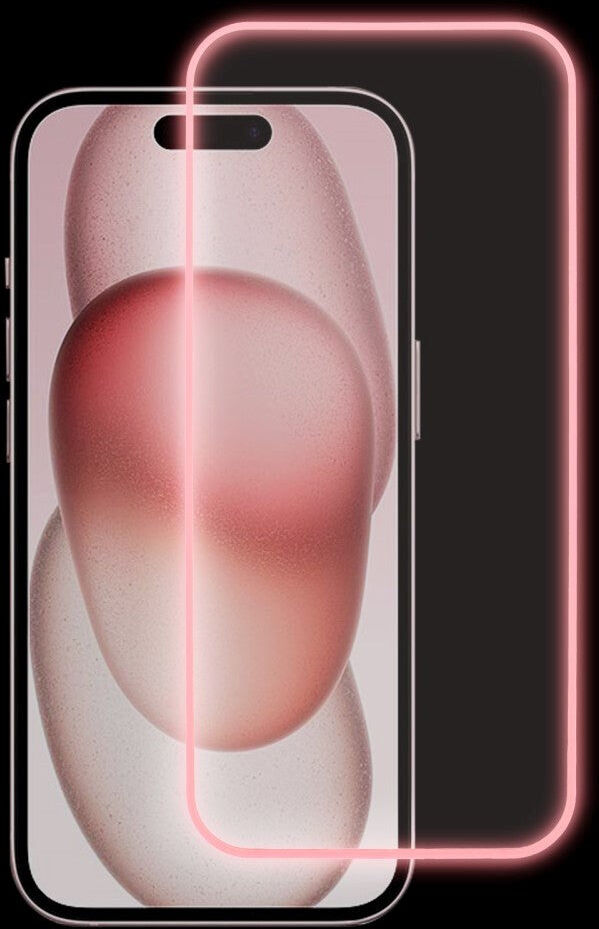 INCOVER iPhone 15 Plus Glas Skærmbeskyttelse - Selvlysende Pink Kant