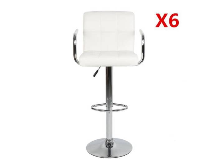 Tabouret de bar chaise de bar - Lot de 6 - L 43 5 x P 38 x H 87-107 cm avec accoudoir - Keisha N Bacher
