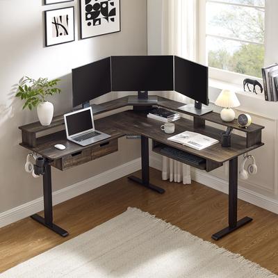 afulyperfllc 60'' L Shaped Electric Computer Desk, Height Adjustable Gaming Desk