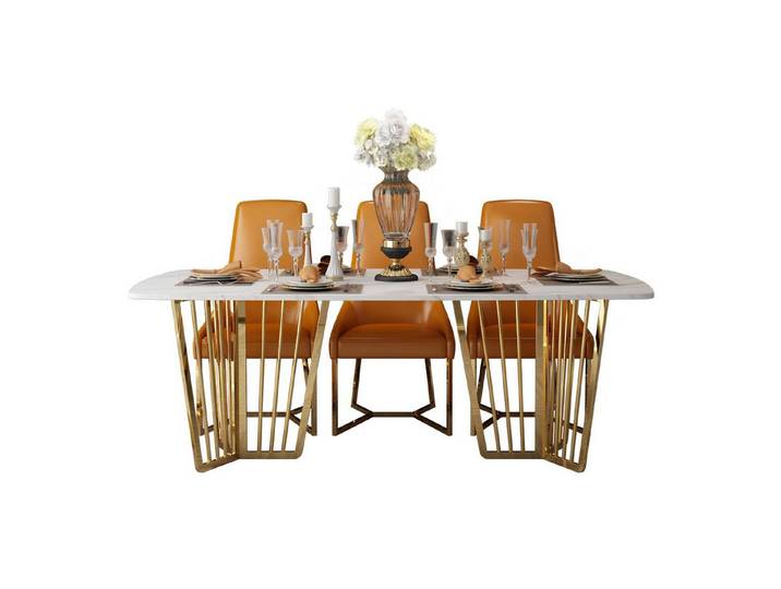 Xlmoebel Esstisch Marmor Design Tisch aus Naturstein mit Metallgestell, klassisch (1-St), Made in Europa