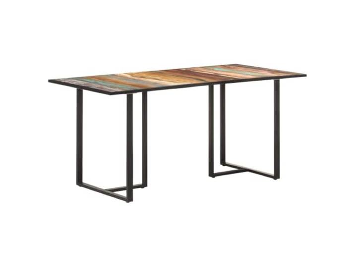 HEFZGDB Industrieller Esstisch 160 cm aus Massivholz Altholz mit pulverbeschichteten Eisenbeinen für Stabilität, Einzigartiges Design Tischplatte aus recyceltem Bauholz