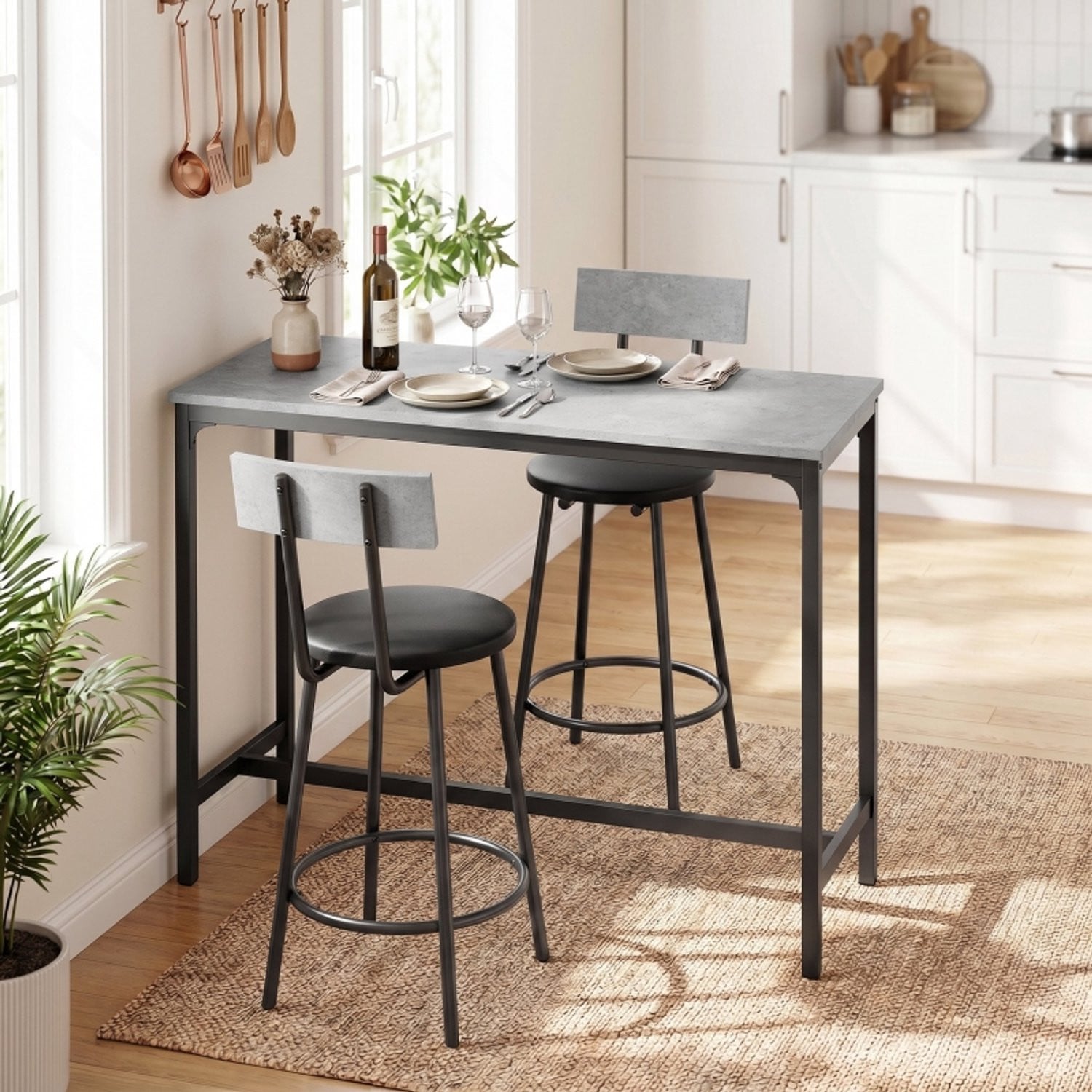 CHICFURN Bartafel met 3-delige set voor 2 personen, grijs