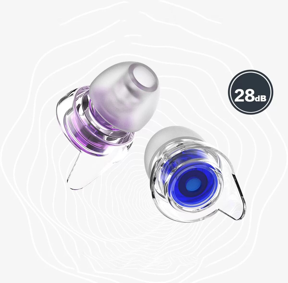 INF High Fidelity Noise Cancelling Ohrstöpsel - Halbrund, Transparent, Einschichtig - Standard Edition Blau