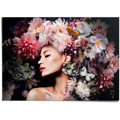 Poster REINDERS "Frau mit Blumenhut", rosa (farbe bild(er): rosa), B:140cm H:100cm T:0,1cm, Papier, Bilder, Poster