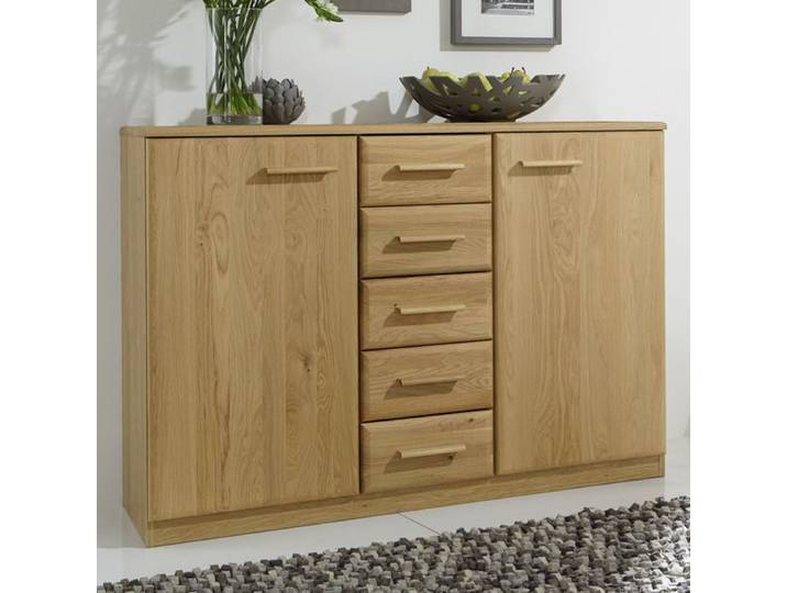 Kommode Temir Eiche teilmassiv mit Schubladen H:89cm/B:125cm/T:37cm Schubkasten Soft-Close
