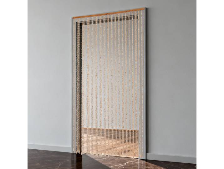Rideau de perles en bois rétro, rideau de perles naturelles, rideau de ficelle, protection contre les insectes et les mouches, rideau de perles en bambou, rideau de porte W 52 brins