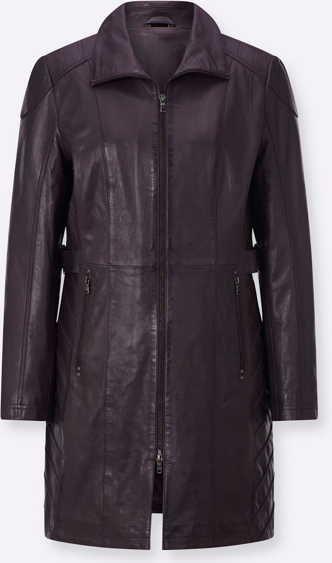 Lederjacke MAINPOL, Damen, Gr. 36, lila (aubergine), 100% Lammnappaleder, unifarben, Jacken Lederjacke aubergine 36