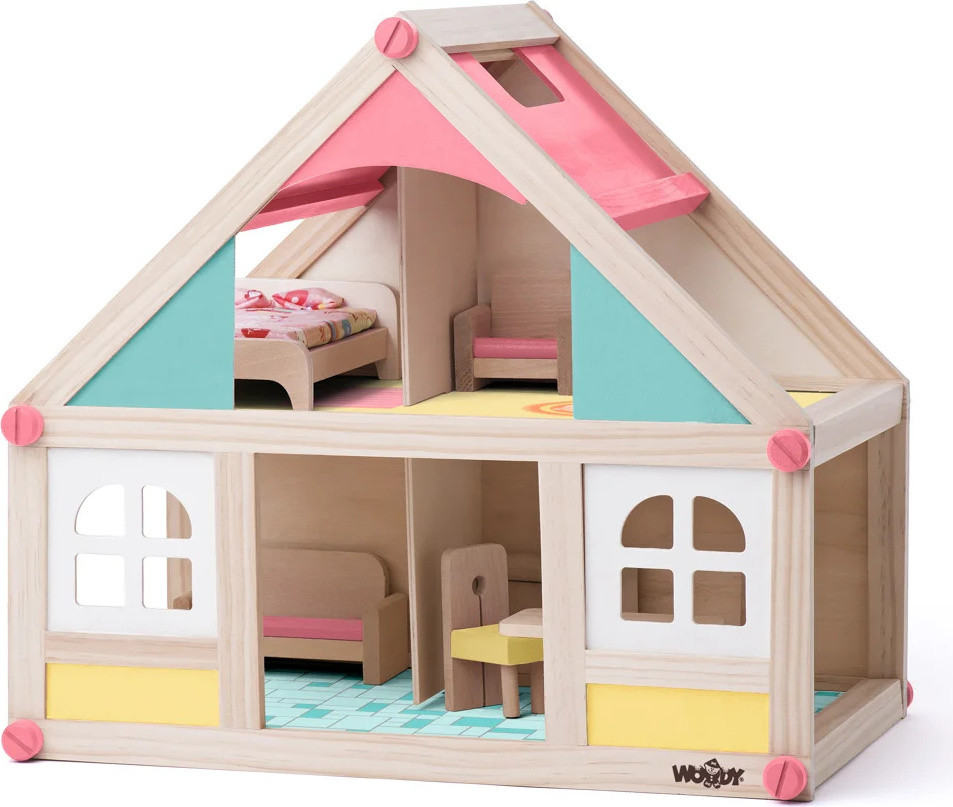 Woody Houten poppenhuis met accessoires