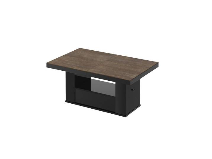 designimpex Couchtisch HM-111 Rostoptik - Schwarz Hochglanz höhenverstellbar ausziehbar, Funktionstisch, Wohnzimmertisch, Tisch, Esstisch, Sofatisch, Schublade