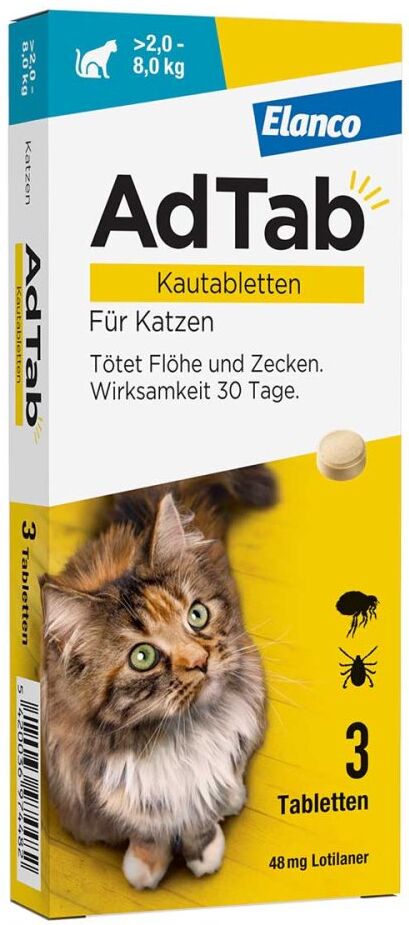 AdTab Katze 2 - 8 kg Kautablette gegen Zecken und Flöhe
