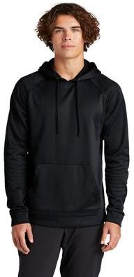 Sport-Tek ST730 Re-Compete Fleece Pullover Hoodie in Black size 2XL   Recycled Polyester