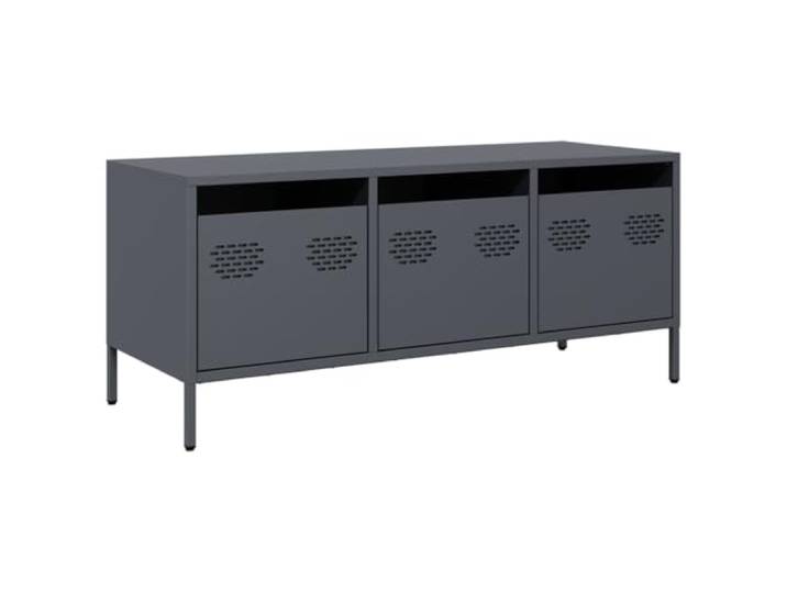LKJephalotrope TV-Schrank Anthrazit 101,5x39x43,5 cm Kaltgewalzter Stahl Moderner TV-Tisch im Industrie-Stil aus Metall mit 3 Schubladen für Wohnzimmer und Schlafzimmer. Stabile Stellfüße.