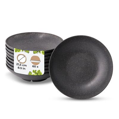 BIOZOYG 60 Stück Pasta-Teller Salat-Teller Ø21,5cm Wiederverwendbare Teller, Tiefe Teller, spülmaschinenfest, mikrowellengeeignet, umweltfreundlich
