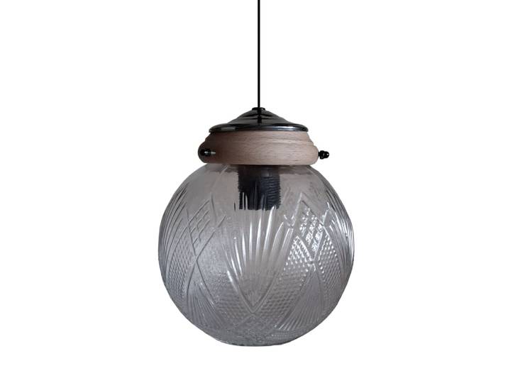 Suspension verre globo naturel transparent D18cm