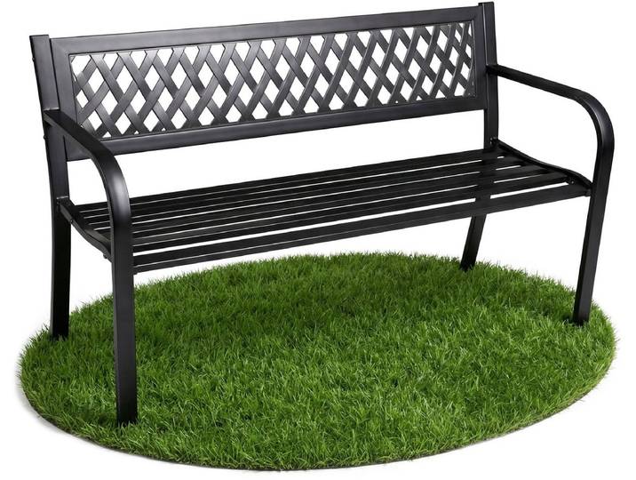 Tuinbank KALIA / Buitenbank / Metaal en Kunststof / Zwart / Maximale Belasting 320 kg / 119 x 75 x 50 cm