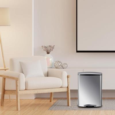YUN 50L Kitchen Trash Can, Stainless Steel Step Bin with Soft-Close Lid & Removable Liner for Home