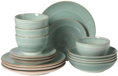 Gibson Home Stonebury 16 Piece Plates and Bowls - Handpainted Stoneware Dinnerware Set - Service for 4