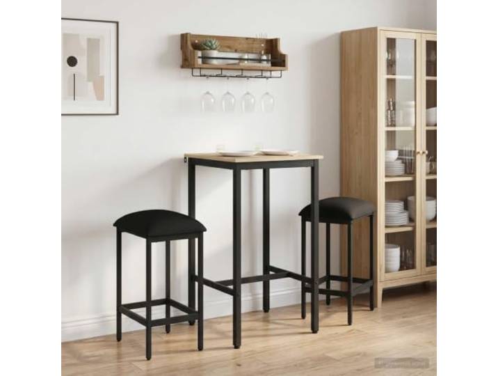 YUTAASU Barhocker 2er Set Schwarz 40x32x74 cm Holzwerkstoff
