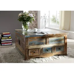 Couchtisch Altholz 100x100x50 mehrfarbig lackiert NATURE OF SPIRIT #62
