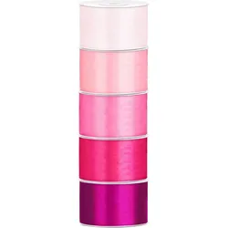 Satin Geschenkband 38mm 5 Farben je 25m lang rosa pink Schleifenband Geschenkverpackung Geburtstag Hochzeit Weihnachten