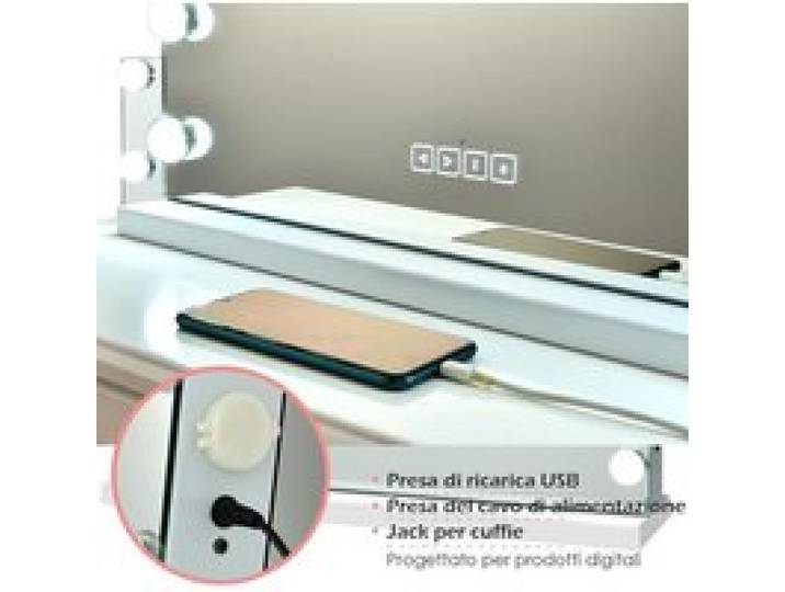 Pour Coiffeuse Maquillage Précis et Musique Miroir Hollywood LED 15 Ampoules Enceinte Sans Fil Loupe 10X