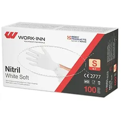 100 `WORK-INN/PS` Handschuhe Nitril puderfrei `White Soft` weiss Größe: S