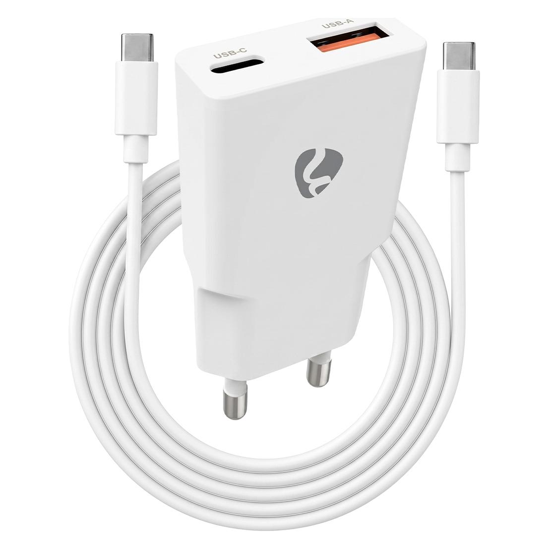 Nedis Netzladegerät | 20 W | GaN | PD3.0 | Schnellladefunktion | 1.5 / 2.0 / 2.22 A / 3.0 A | Anzahl (20 W, 2 Ports) (WCHA20WTUC)