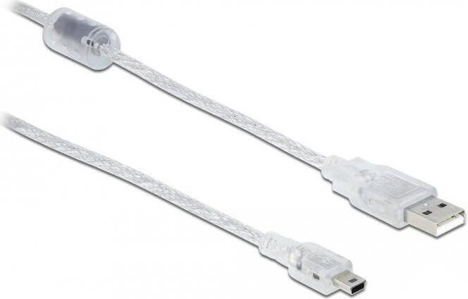 Delock USB 2.0 kabel, USB-A naar Mini-USB B, 1 meter, transparant