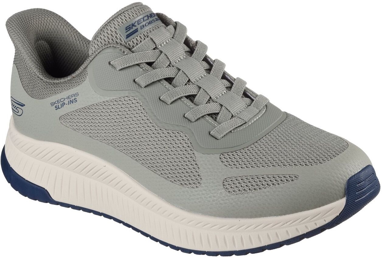 Slip-On Sneaker SKECHERS "BOBS SQUAD 4", Herren, Gr. 48,5, grün (olivgrün), Synthetik, Textil, Schuhe Slip-On Sneaker, Trainingsschuh, Sneaker, Schnürschuh zum einfachen Schlupfen olivgrün 48,5