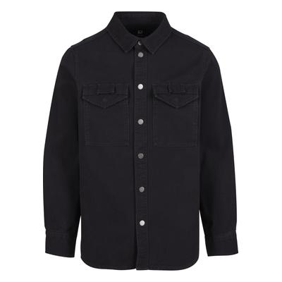 Langarmhemd BRANDIT "Brandit Brandit Men Heavy Twill Shirt", Herren, Gr. XL, US-Größen, schwarz, 100% Baumwolle, unifarben, normal, Hemden