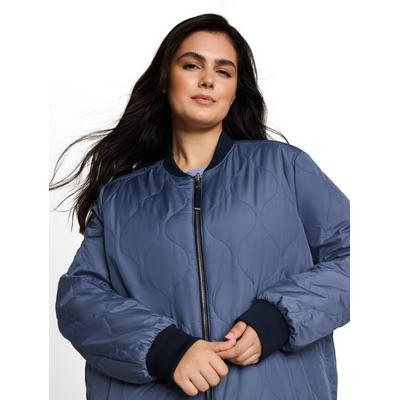Langmantel TOM TAILOR PLUS, Damen, Gr. 44, sky captain blau, Web, Obermaterial: 100% Polyester, unifarben, lässig geschnitten ca. Mitte Oberschenkel, Rundhals, Bündchen, Mäntel, im Blouson-Stil / Große Größen