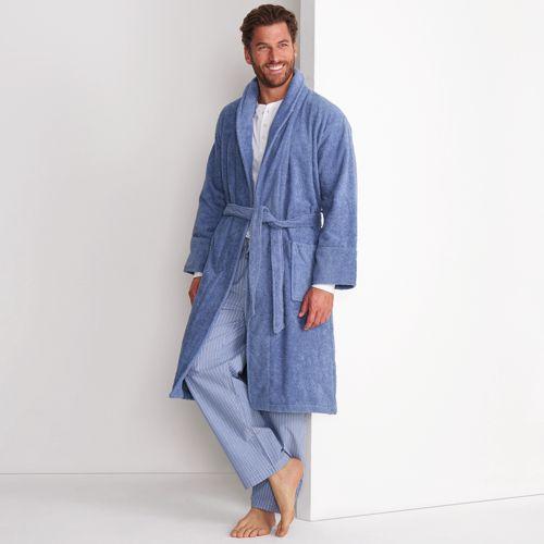Bademantel aus türkischem Frottee für Herren, Herren, size: regular, Blau, Baumwolle, by Lands' End