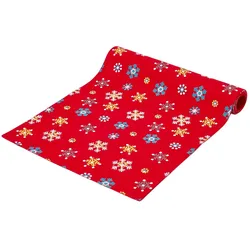TISCHLÄUFER Weihnachten 46/183 cm, rot mit Schneeflocken