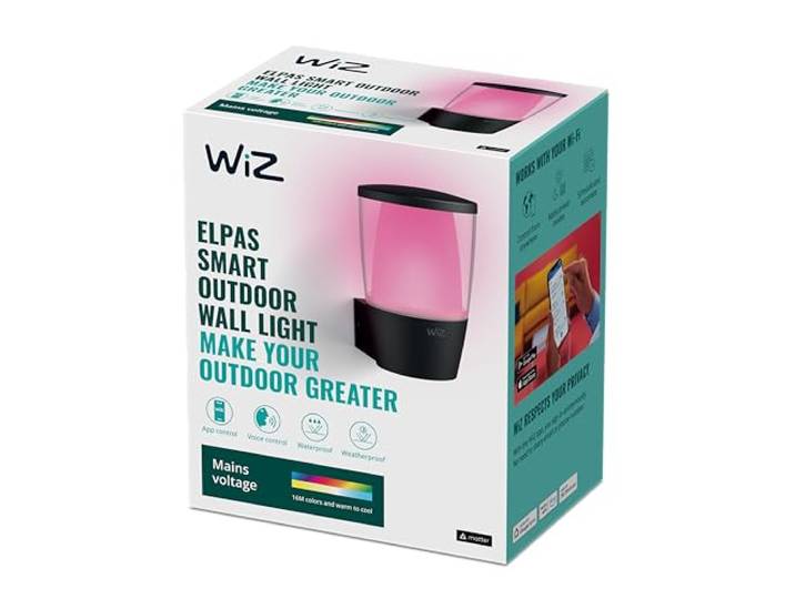 WiZ Tunable White and Color Elpas Outdoor Wandleuchte (650 lm), LED Leuchte mit 16 Mio. Farben oder warm- bis kaltweißem dimmbarem Licht, smarte Lichtsteuerung über WLAN per Stimme/App, schwarz