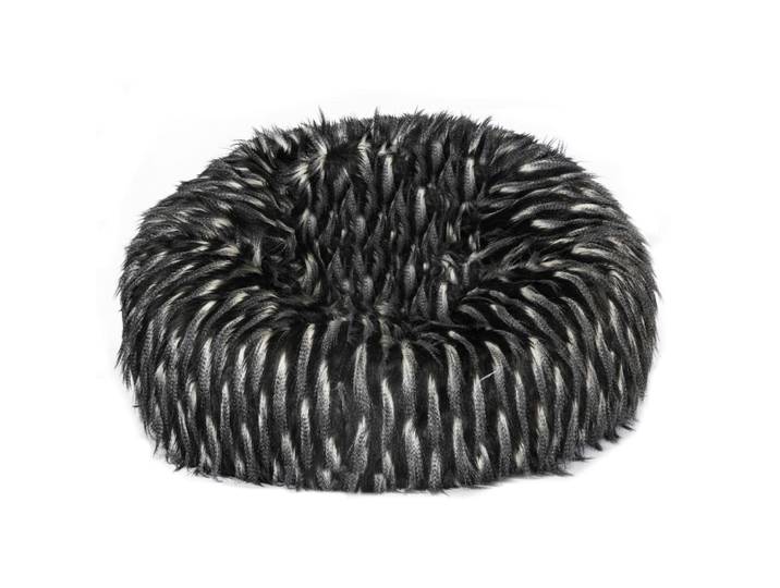 Pouf en fausse fourrure noire et blanche