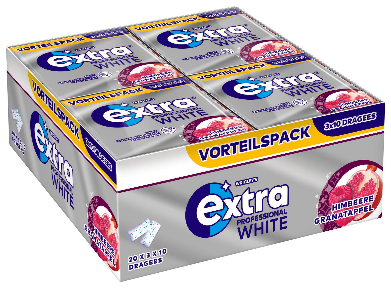 Extra® Kaugummis PROFESSIONAL WHITE Himbeere Granatapfel 452029