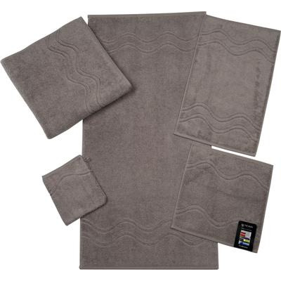 Waschhandschuh ROSS "Cashmere feeling", grau (flanell), B:16cm L:22cm, Frottier, Baumwolle, Handtücher, mit Wellen-Bordüre